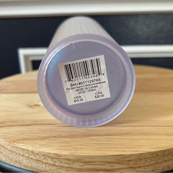 Starbucks 2022 Spring Soft Touch White Unicorn Grid Iridescent 24oz Tumber - Picture 4 of 4